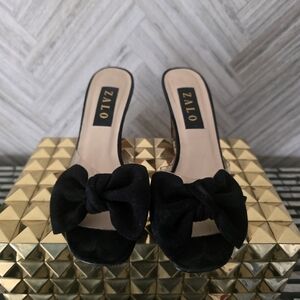 Zalo Elegant Black Bow Mules
